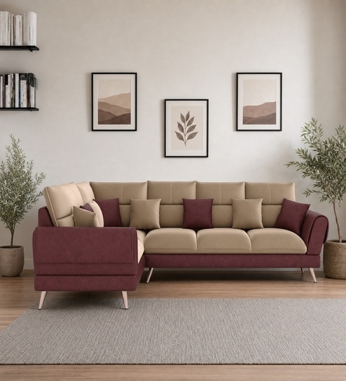 Ira 6 Seater RHS Sofa In Soft Tan Color