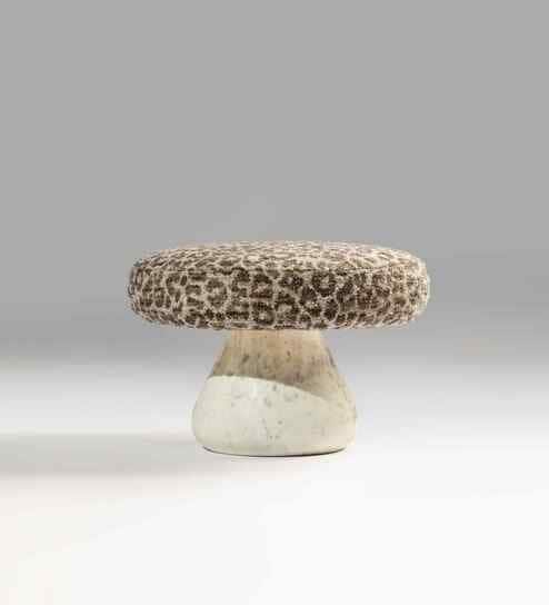 Irani Chai White Marble Stool In White Finish
