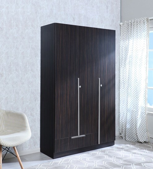 Iria Three Door Wardrobe In Ebony Colour By Casacraft