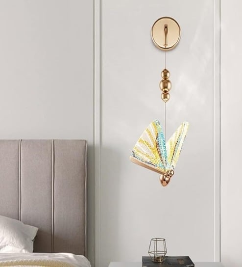 Iris Butterfly Wall Light Colorful Crystal & Metal Body Tri-Color LED Modern Decorative Wall Lamp for Bedroom Living Room
