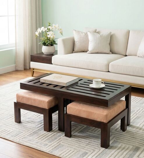Irish Coffee Table Set In Walnut Finish