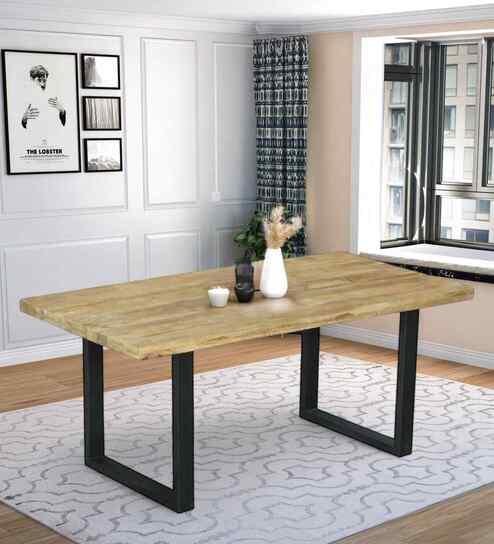Rusty Solid Wood Dining Table in Oak Finish
