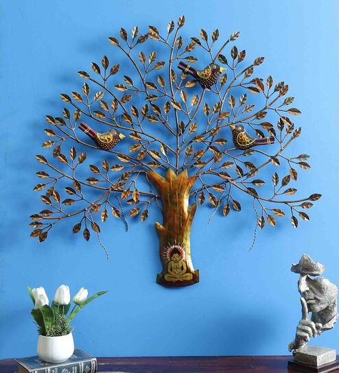 Iron Decorative Tree Wall Art In Brown