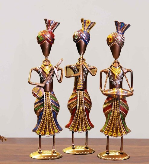 Iron Standing Men Set Of 3 Coper Table Decor