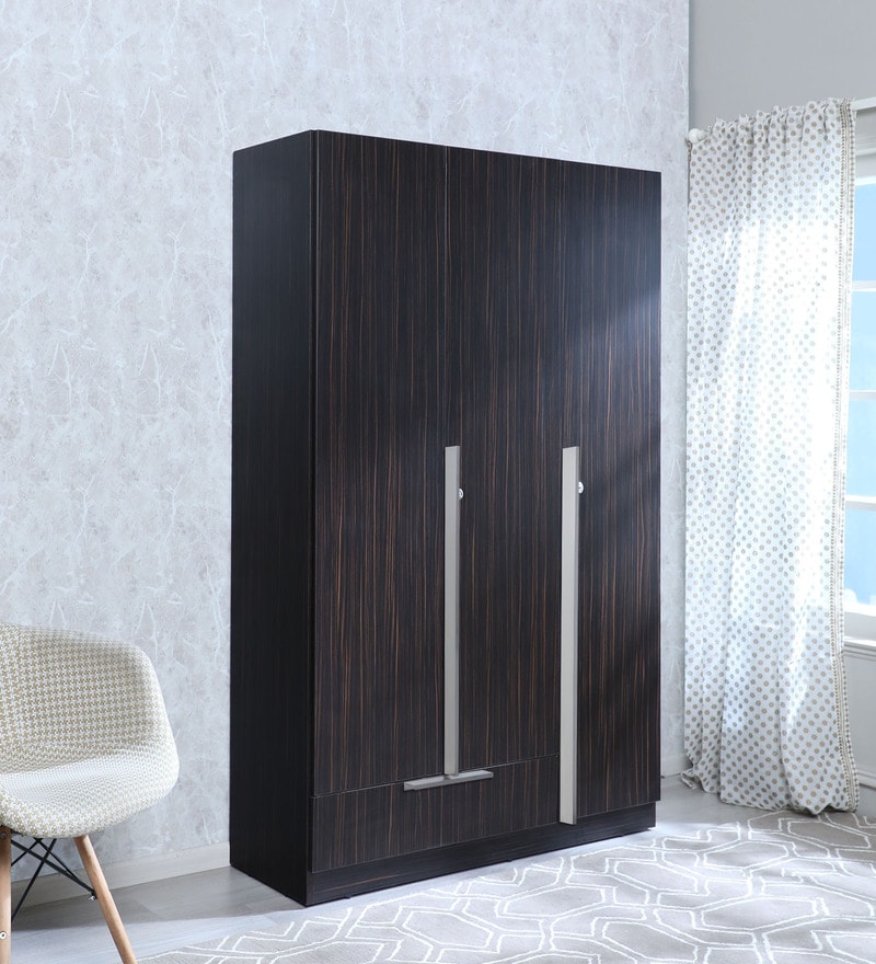 Buy Morocco 3 Door Mirror Wardrobe In Wenge Colour By Nilkamal