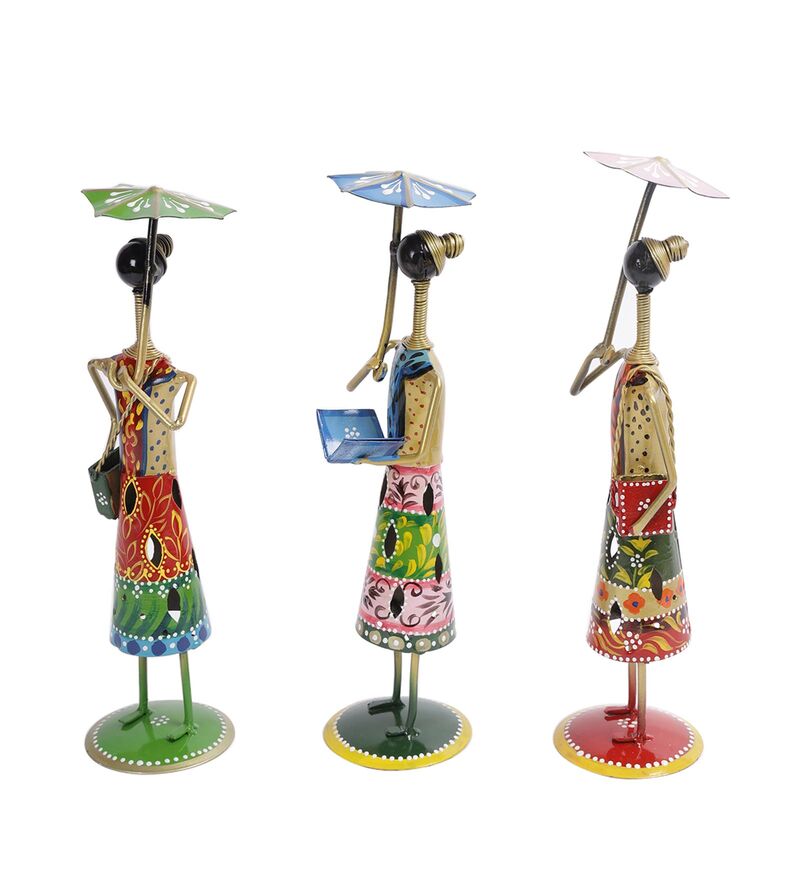 Buy Iron Fashion Dolls With Umbrella Showpiece By Craftvatika Online