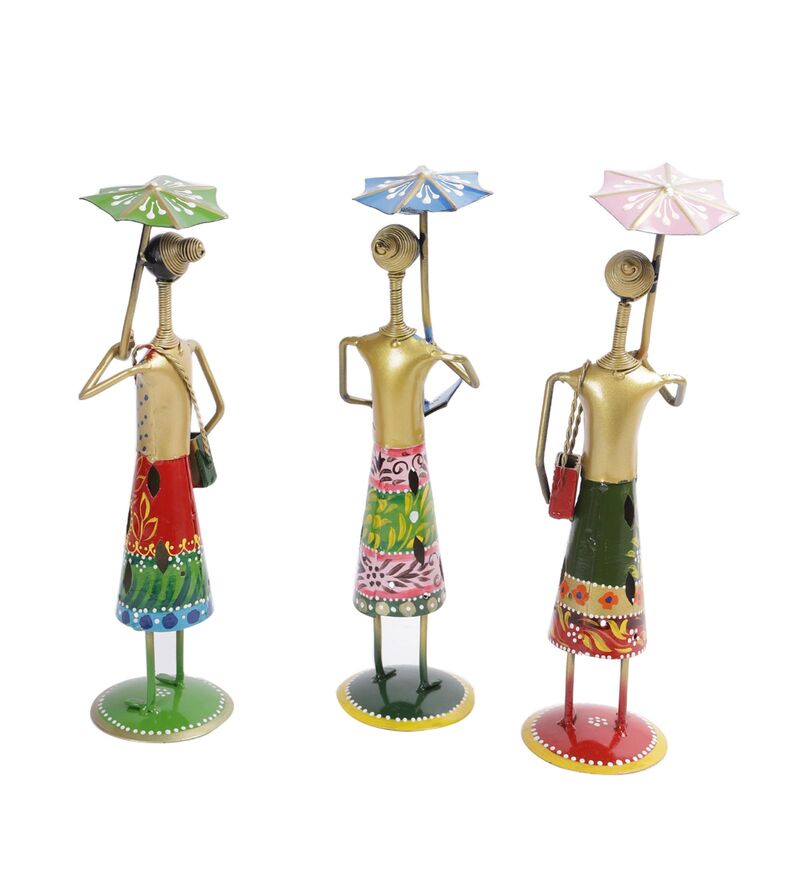 Buy Iron Fashion Dolls With Umbrella Showpiece By Craftvatika Online