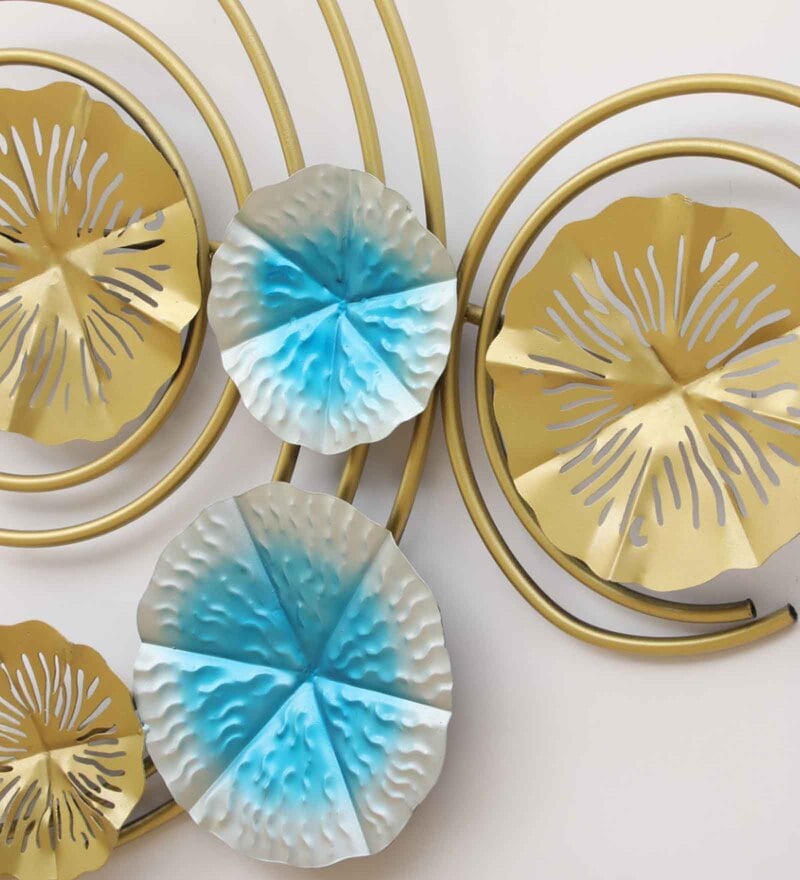 Buy Iron Ixora Turquoise Leaf & Flower Metal Wall Art By Kaptown