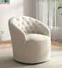 Irasema Velvet FabricBarrel Chair In Beige Colour