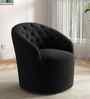 Irasema Velvet Fabric Barrel Chair In Black Colour