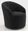Irasema Velvet Fabric Barrel Chair In Black Colour