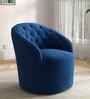 Irasema Velvet Fabric Barrel Chair In Blue Colour