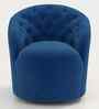 Irasema Velvet Fabric Barrel Chair In Blue Colour