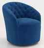 Irasema Velvet Fabric Barrel Chair In Blue Colour
