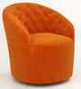 Irasema Velvet Fabric Barrel Chair In Orange Colour