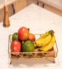 Ireha Homes Harvest Glow Metal Fruit Basket with Acacia Wood