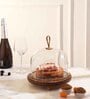 Brown Acacia Wood  Cloche With Wooden Base