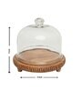 Brown Acacia Wood  Cloche With Wooden Base