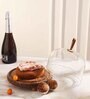 Brown Acacia Wood  Cloche With Wooden Base