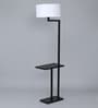 Frappe White Fabric Shade Shelf Floor Lamp With Metal Base