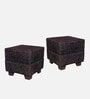 Iris Ottoman Set Of 2 In Jute Black Colour