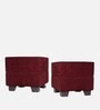 Iris Ottoman Set Of 2 In Maroon Colour