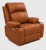 Irish Leatherette Motorised 1 Seater Recliner with USB Port in Tan Orange Color