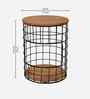 Iron Cage Barrel Metal Side Table in Brown Finish