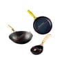 Iron Cookware Set Pre-Seasoned 3-Piece Combo Wok (27 cm/2L), Fry Pan (24.7 cm/1.5L), Tadka Pan (12.7 cm)