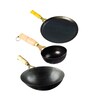 Iron Cookware Set Pre-Seasoned 3-Piece Combo Wok (27 cm/2L), Tawa (25 cm), Tadka Pan (12.7 cm)