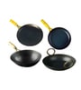 Black Iron Cookware Set Pre-Seasoned 4-Piece Combo Includes Wok (27 cm/2L), Fry Pan (25 cm), Tawa (24 cm) + Free Kadai (24 cm)