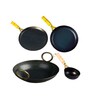 Iron Cookware Set Pre-Seasoned 4-Piece Combo Tawa (25.4 cm), Fry Pan (25.4 cm/1.5L), Kadai (25 cm/2L), Tadka Pan (12.7 cm)