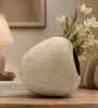 Iron Flower Vase, White Grainy Textured Urn Shape