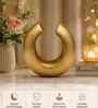 Iron Moon-Shape Tealight Holder,Hammered Black & Gold Finish