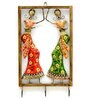 Iron Multicolour Lady Frame With Key Holder