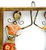 Iron Multicolour Lady Frame With Key Holder