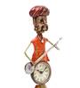 Iron Painted Human Musician Pen Stand Clock