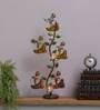 Iron Painted Krishna Musicians Tree Table Top with Candle Stands