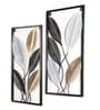 Rectangular Black, Gold, SIlver Leaves Wall Decor Set of 2