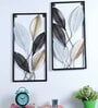 Rectangular Black, Gold, SIlver Leaves Wall Decor Set of 2