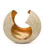 Iron Tealight Holder, White Grainy & Gold Finish