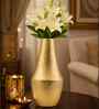 Iron Tear-Drop Flower Vase, Hammered Gold Texture