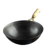 Iron Wok Pre-Seasoned with Strong Wooden Handle Medium Size: 25.4 cm (10 inch), 2.5L, 1.35kg