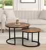Kesty Round Nesting Coffee Table in Walnut Finish