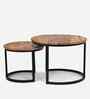 Kesty Round Nesting Coffee Table in Walnut Finish