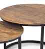 Kesty Round Nesting Coffee Table in Walnut Finish