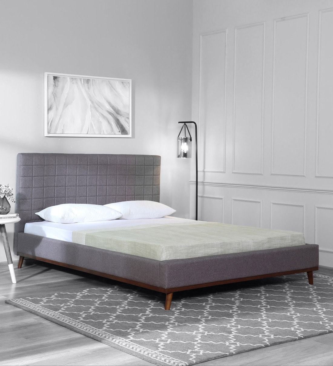 Buy Isidora Upholstered King Size Bed in Grey Colour CasaCraft at 4