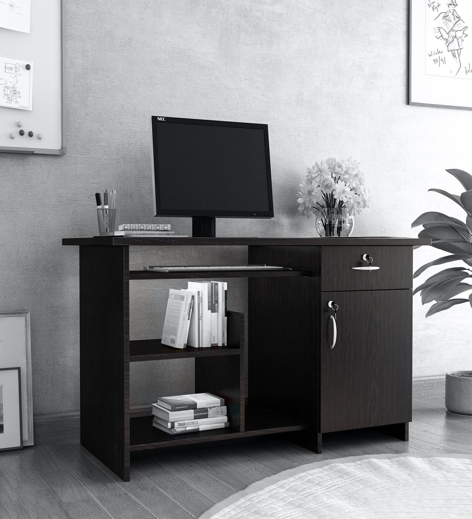 Buy Isaac Computer Table in Wenge Finish by Crystal Furnitech Online