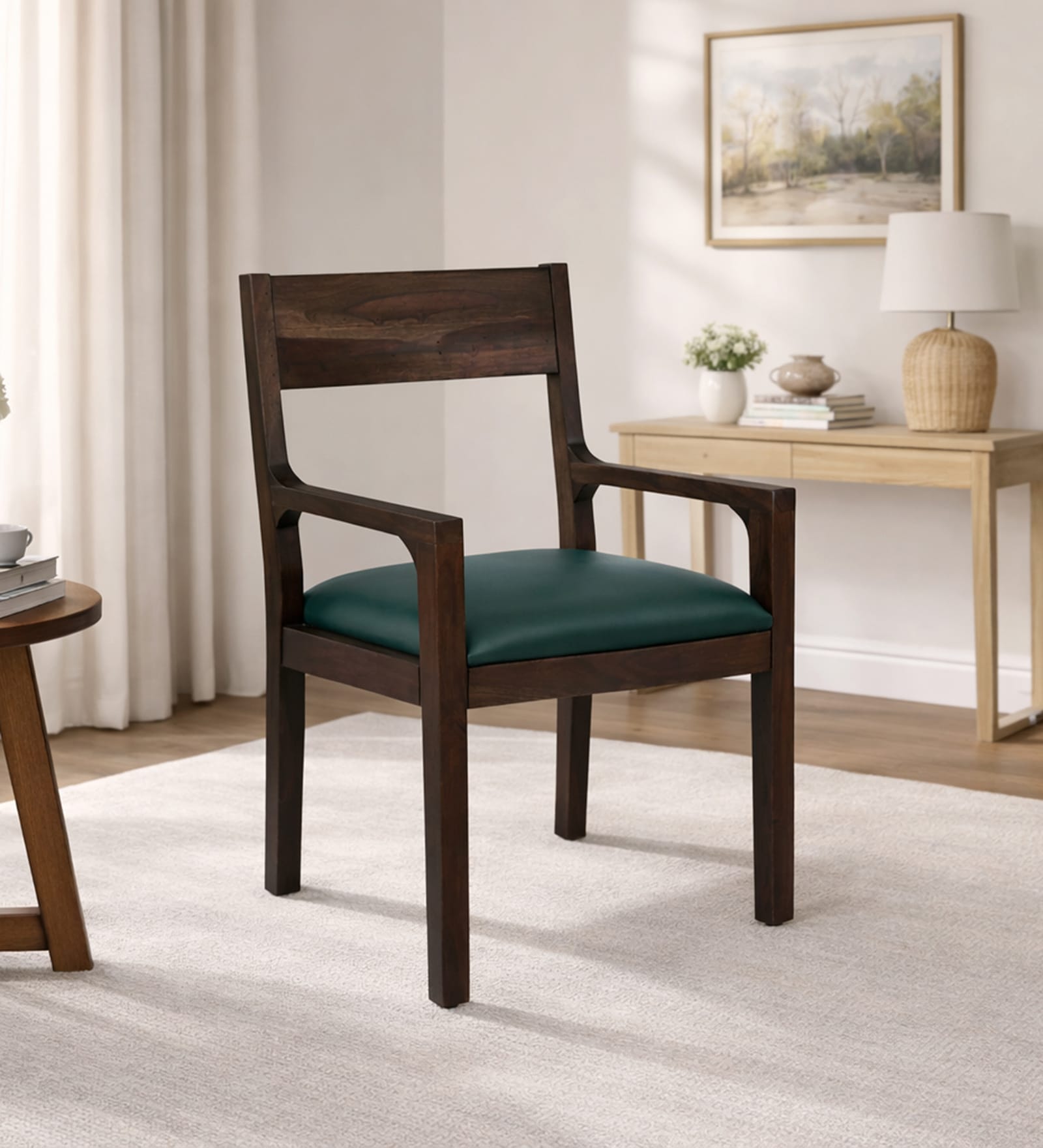 Ishani Sheesham Wood Arm Chair In Provincial Teak Finish Ishani Sheesham Wood Arm Chair In Provincial Teak Finish