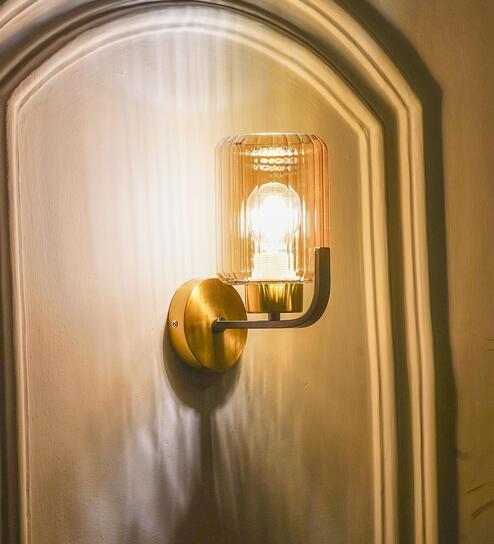 Isabella Metal & Glass Wall Light (Amber)